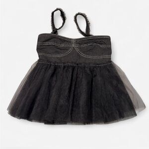 Anthropologie Black Tulle Top